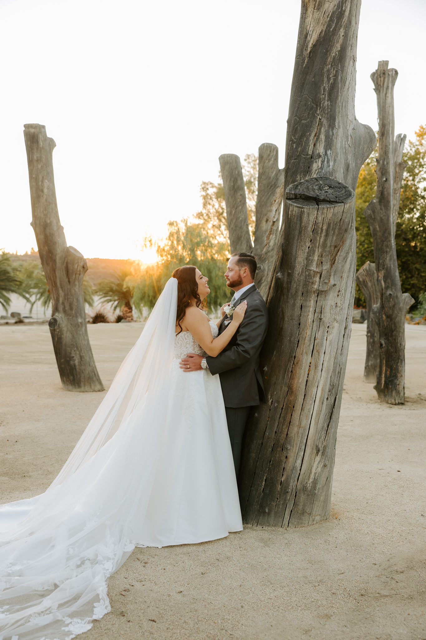 bride and groom at sunset photos at temecula wedding
